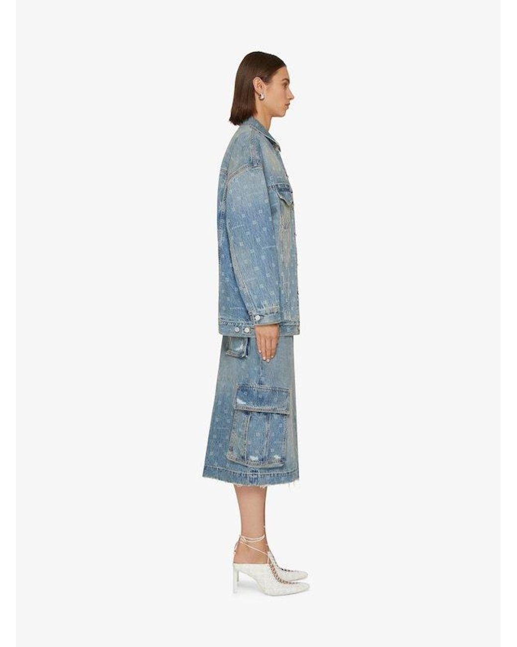 Givenchy Blue 4G Motif Denim Skirt