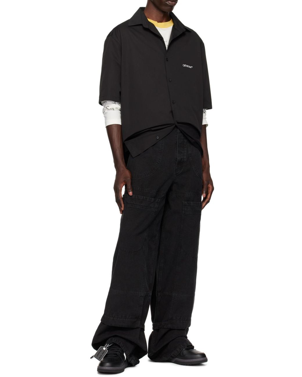 Off-White c/o Virgil Abloh Black Logo Patch Straight-Leg Jeans for men