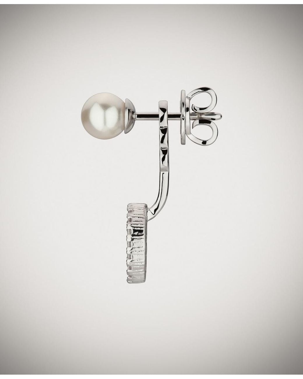 Gucci White Pearl And Crystal Ear Jacket Earrings