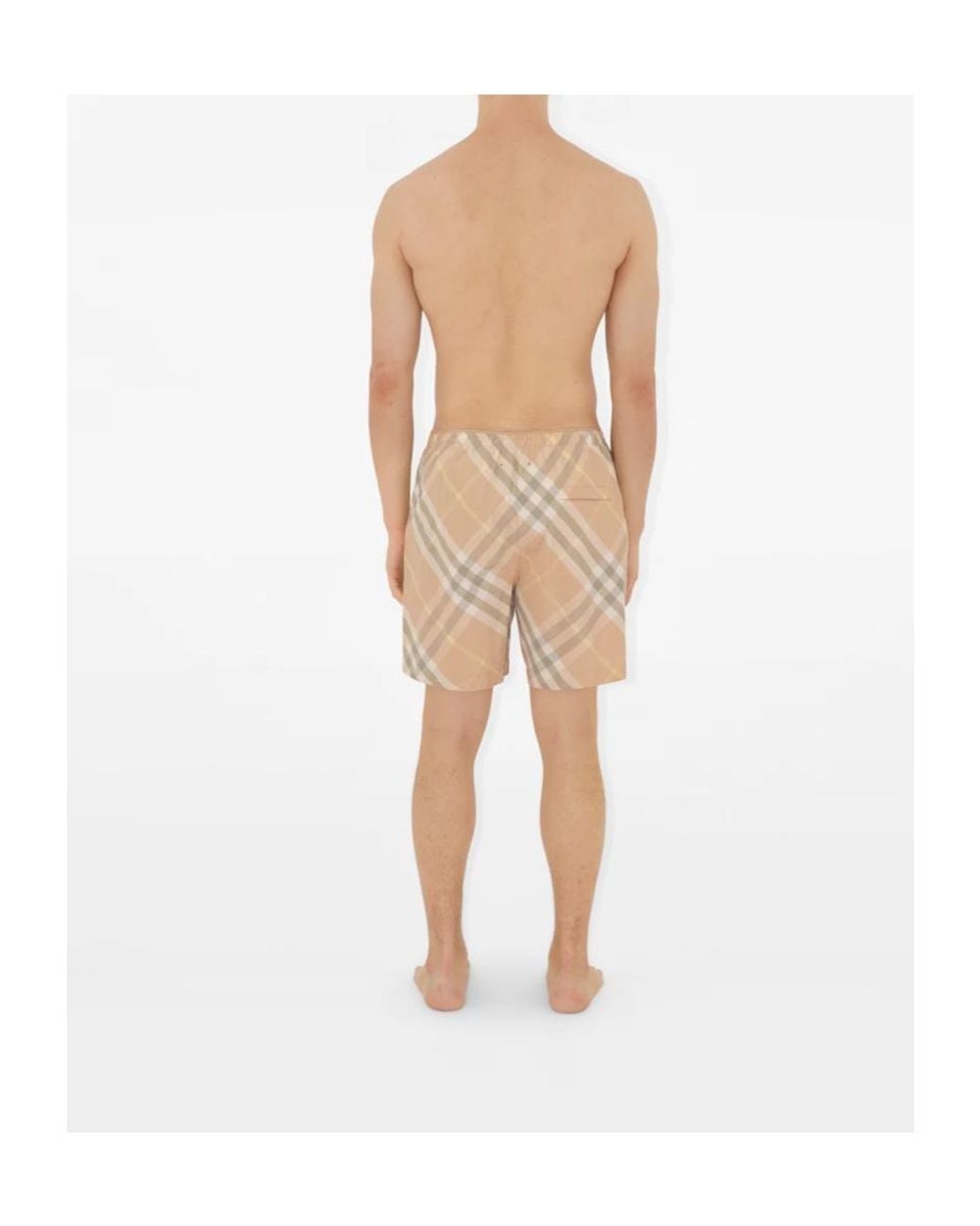 Burberry Natural Checked Elasticated-Waistband Swim Shorts for men