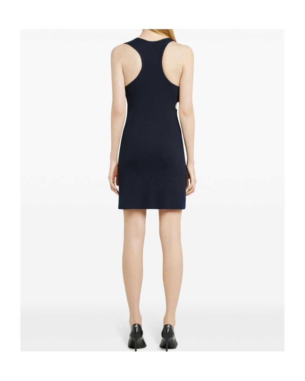 Courreges Blue Courrèges 90's Cut-Out Detailed Ribbed Mini Dress