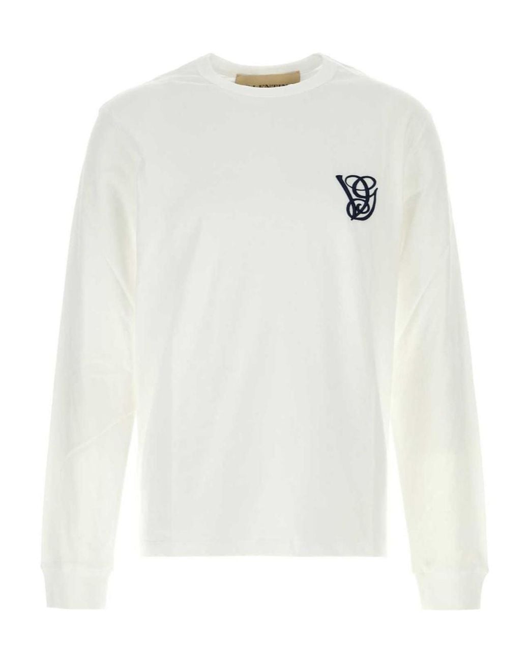 Valentino White Logo Embroidered Crewneck T-Shirt for men