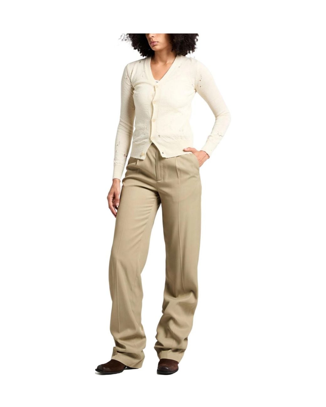 MM6 by Maison Margiela Natural Straight-Leg Pants
