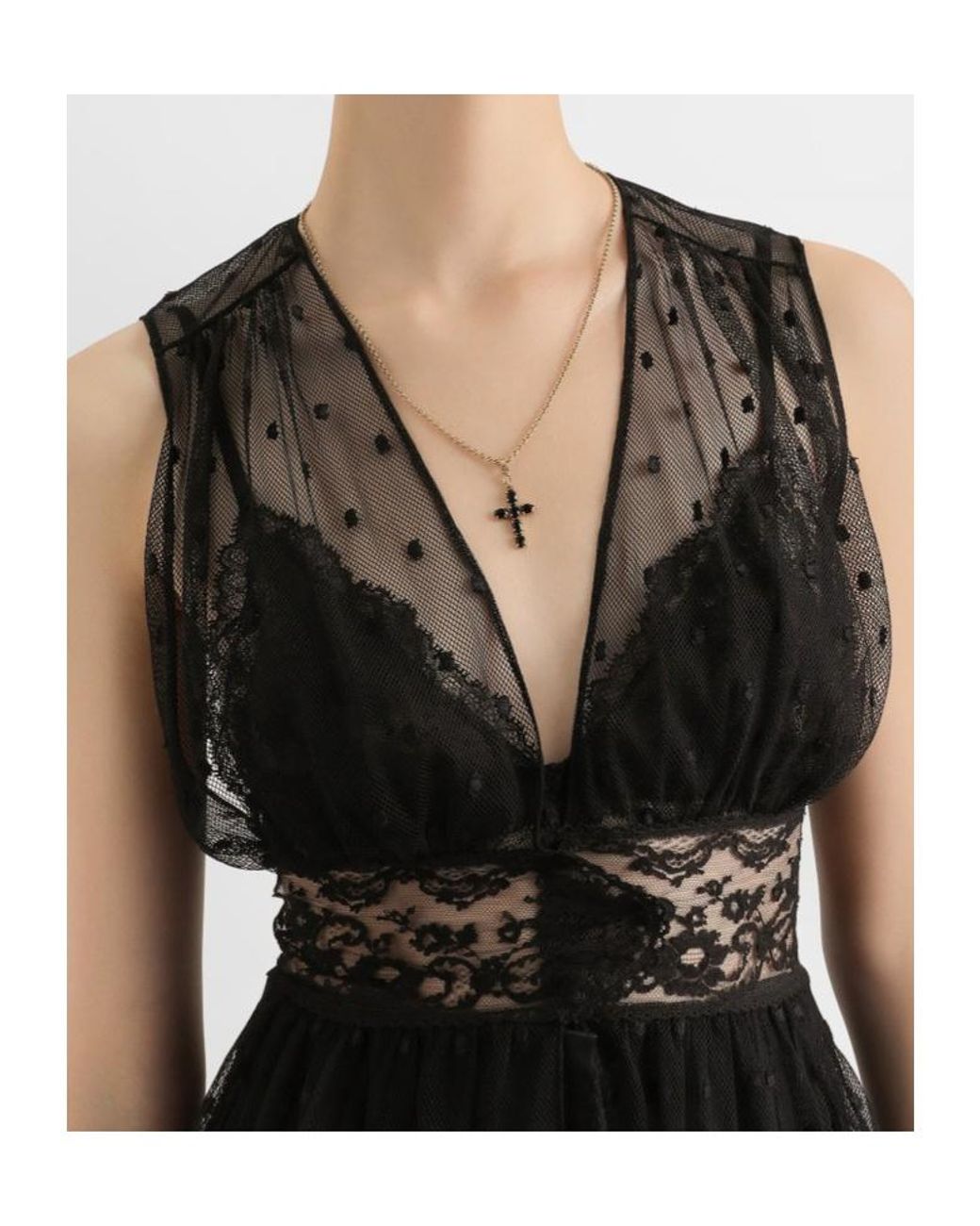 Dolce & Gabbana Black Lace Polka-Dot Top