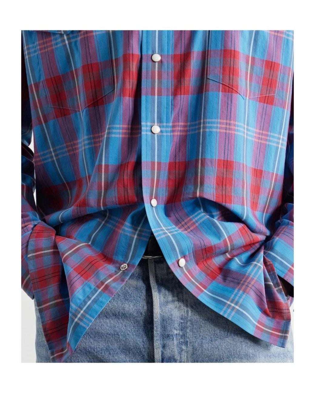 Auralee Blue Long-Sleeved Shirt for men