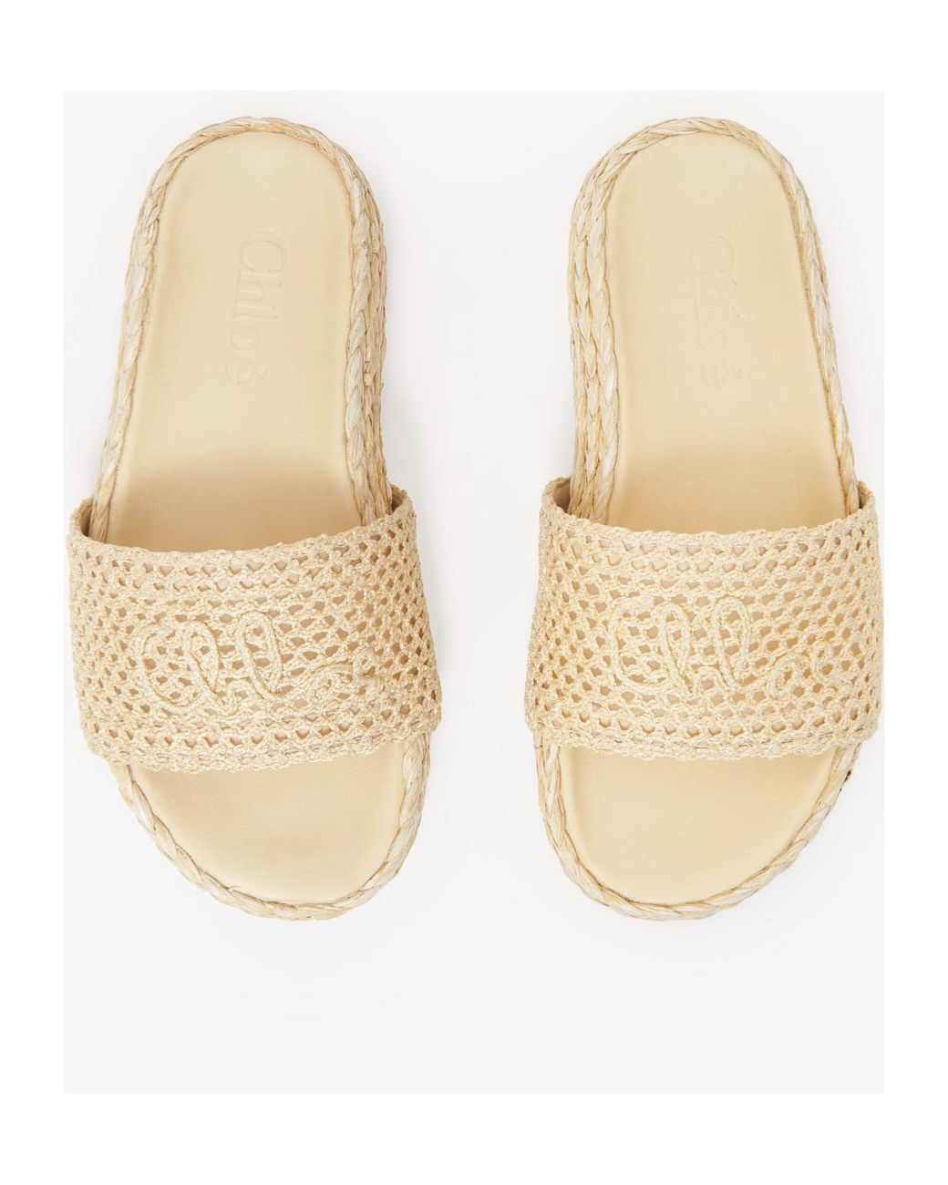 Chloé Natural Chloé Isla Raffia-Effect Slides