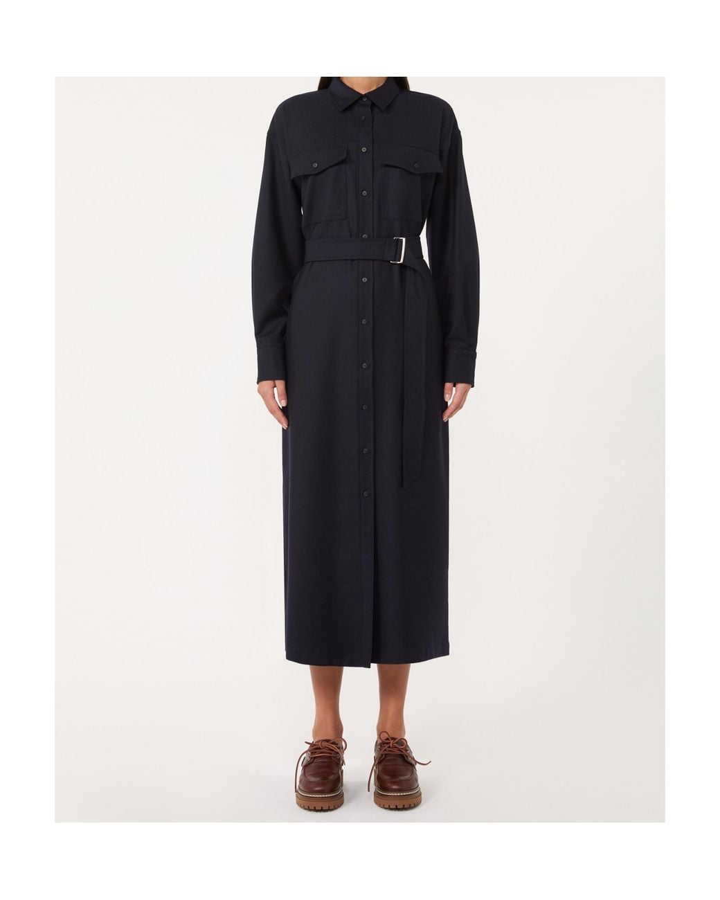 Weekend by Maxmara Blue Wool Flannel Dress