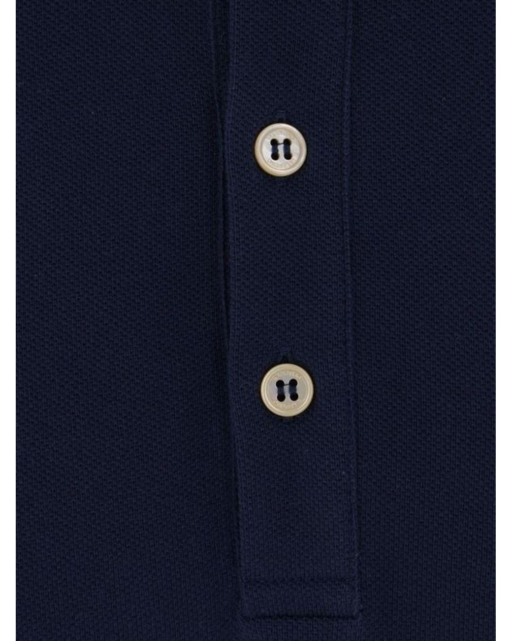 Valentino Blue Logo Embroidered Button Detailed Polo Shirt for men