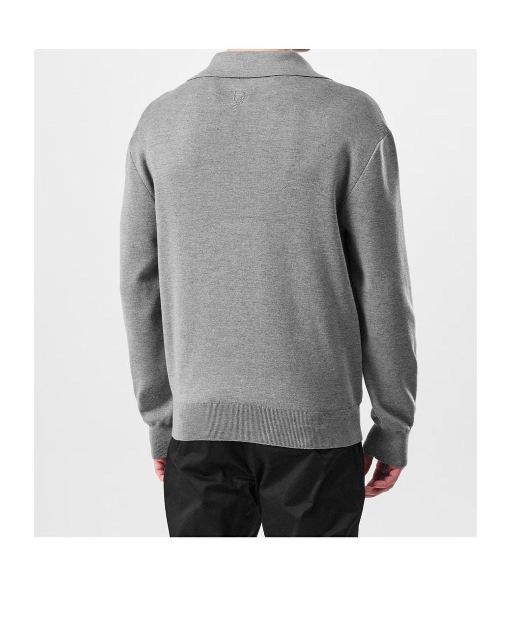 Dolce & Gabbana Gray Wool V-Neck Sweater With Dg Embroidery for men