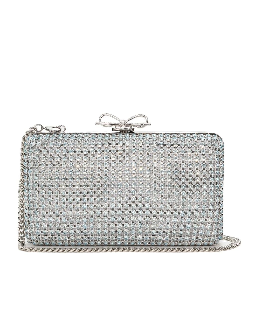 Self-Portrait Gray Embellished Chainmail Clutch Bag