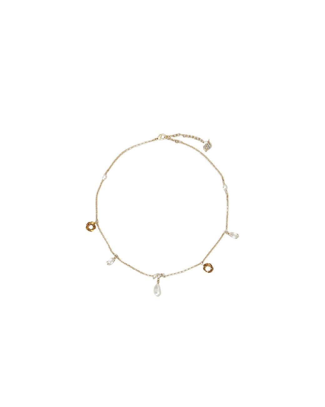 Roger Vivier White Rose Pearls Necklace