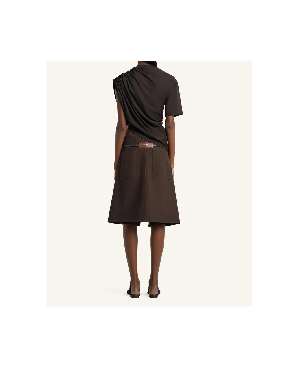 Courreges Black Asymmetrical Twist T-Shirt