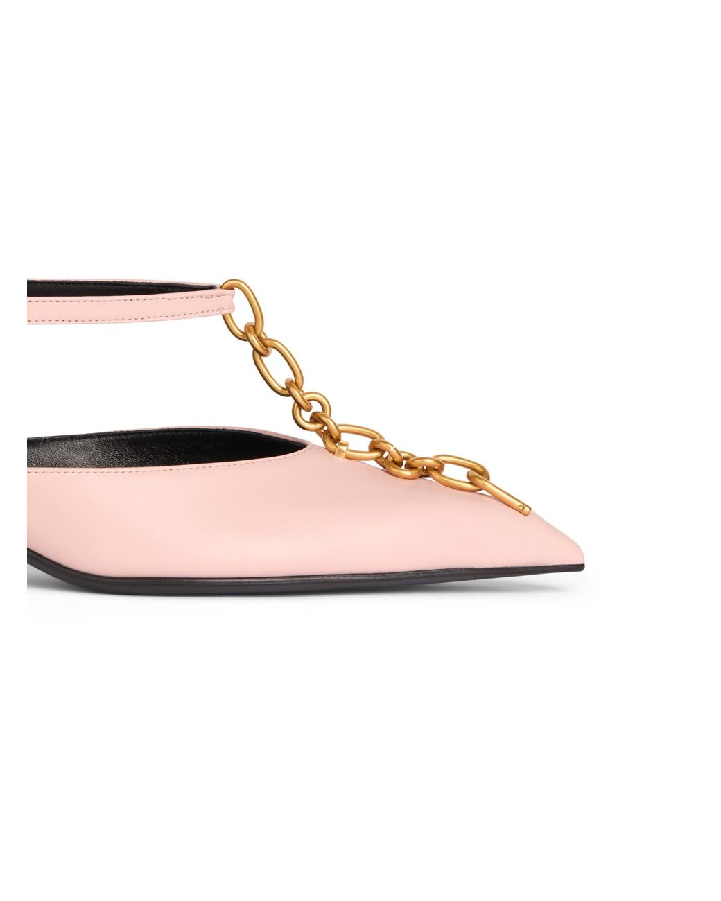 Balmain Pink Sync Chain Kitten Slingbacks
