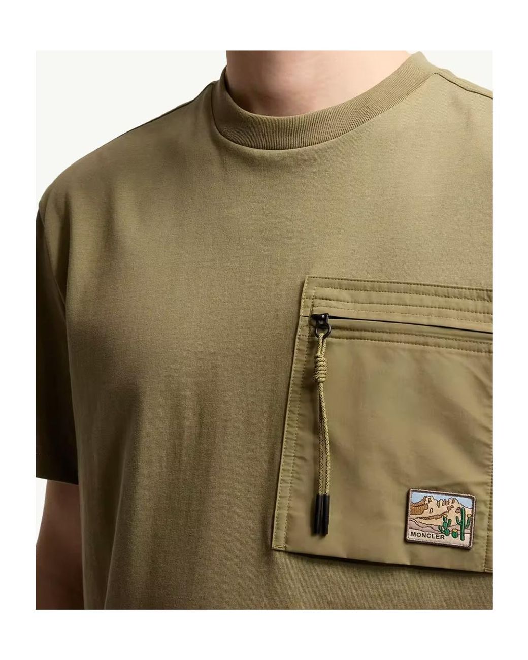 Moncler Green Grenoble Zip-Pocket T-Shirt for men