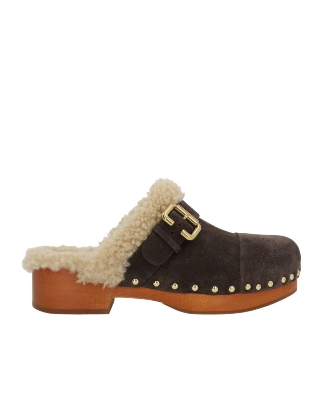 Chloé Multicolor Jeannette Suede & Shearling Clog
