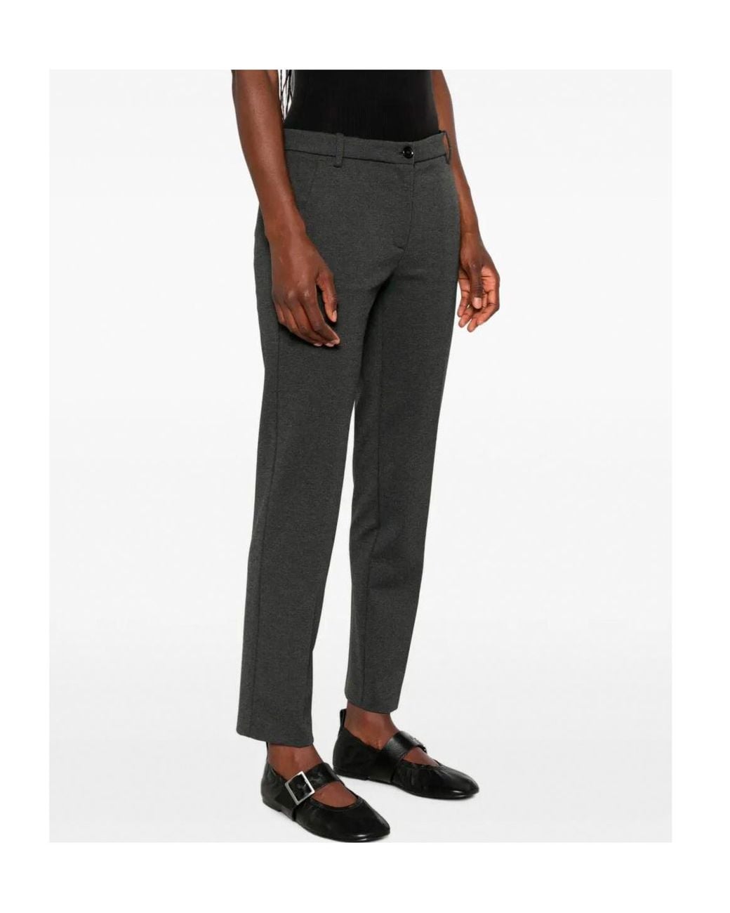 Pinko Gray Straight Leg Pleated Trousers