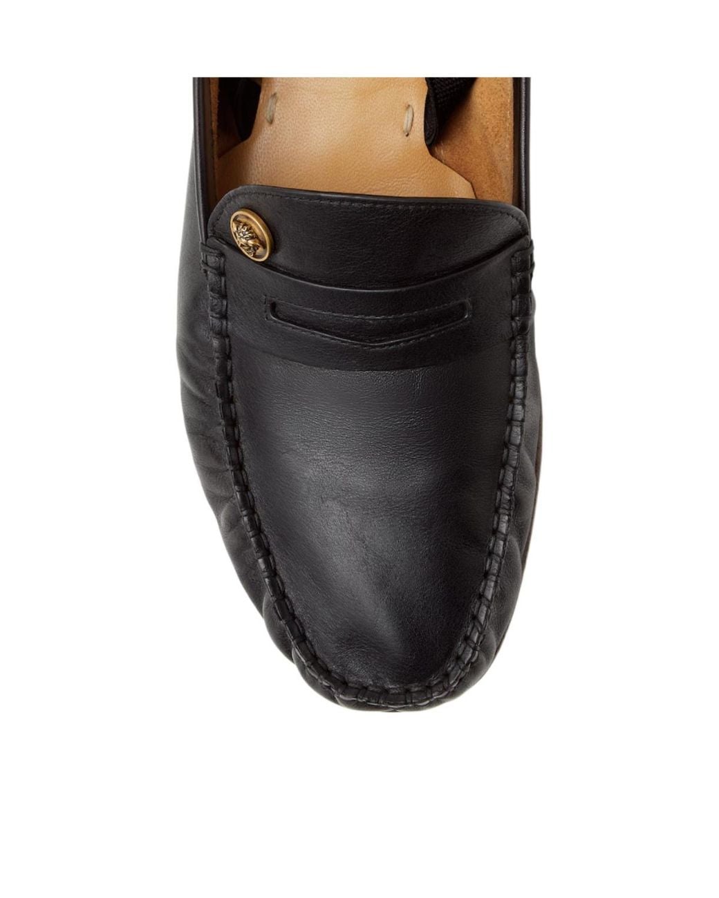 Versace Black Ruched Slip-On Loafers for men