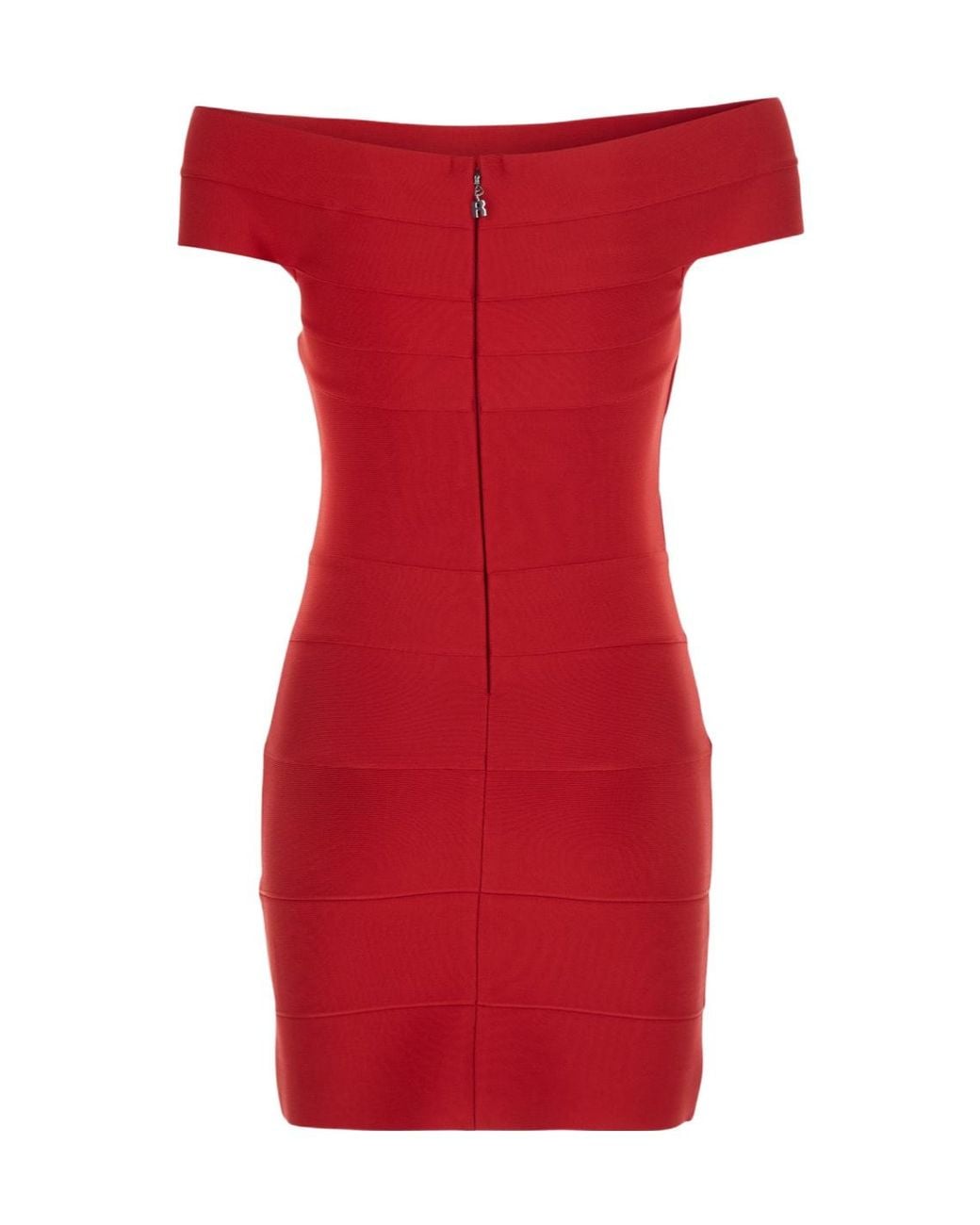 ROTATE BIRGER CHRISTENSEN Red Mini Fitted Knit Dress Recycled Polyester