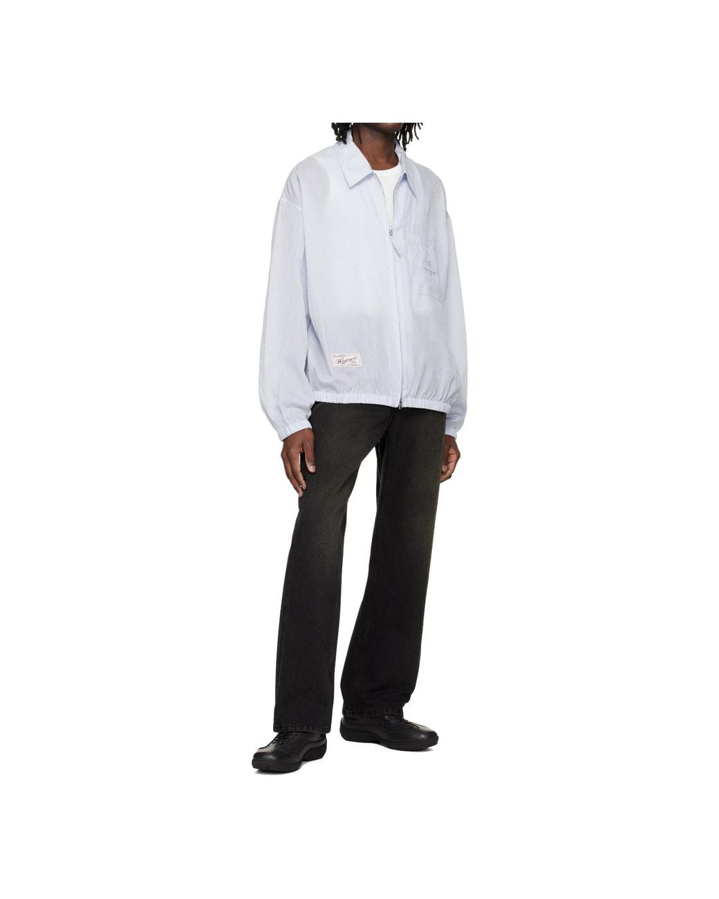 Wooyoungmi White Striped Zip-Up Shirt for men