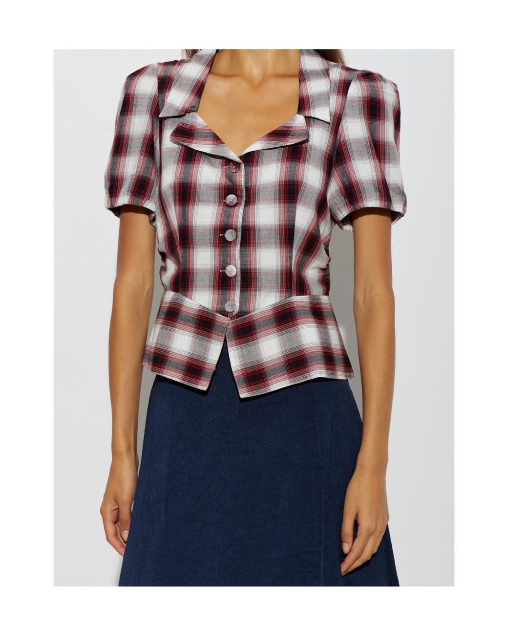 Baum und Pferdgarten Multicolor Macaia Checked Puff-Sleeve Top
