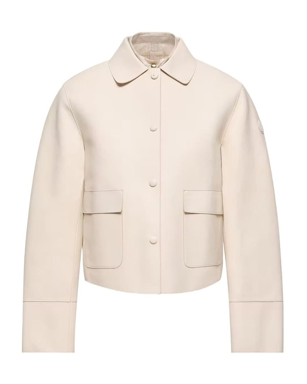 Moncler Natural Haricot 3-In-Leather Down Shirt Jacket