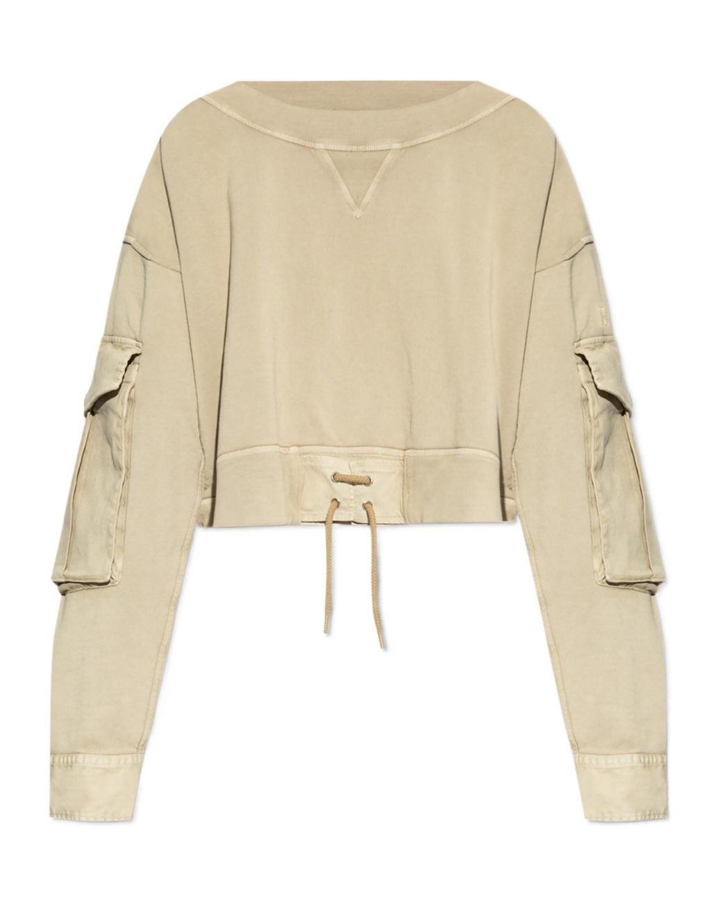 DSquared² Natural Boat Neck Distressed Cargo Sweatshirt