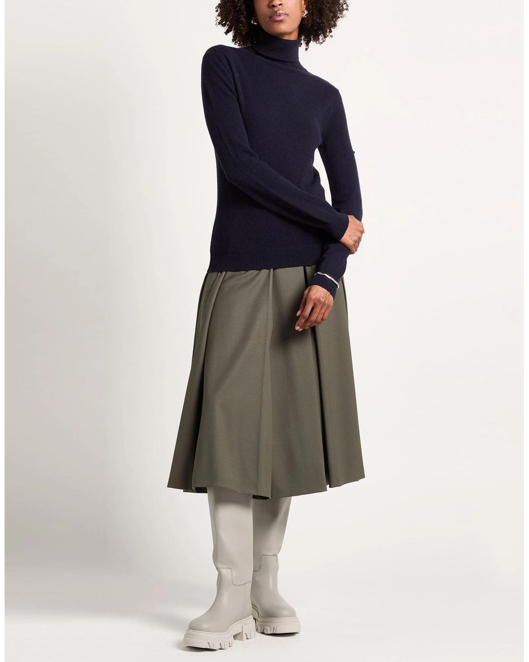 Balenciaga Blue Solid Color High-Neck Knit Sweater