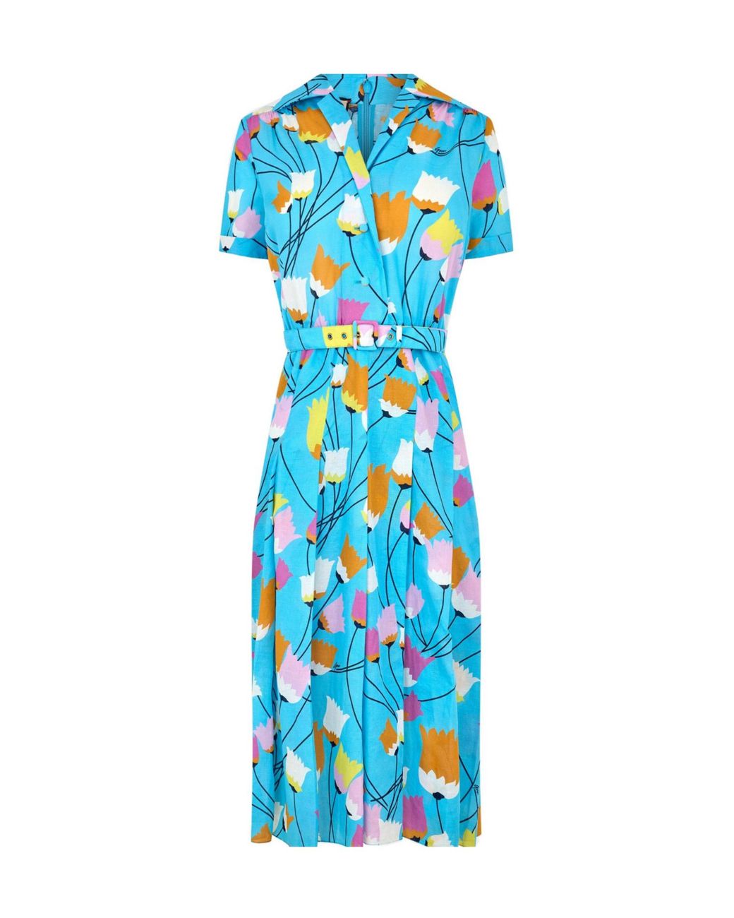 Gucci Blue Floralprint Shirt Midi Dress