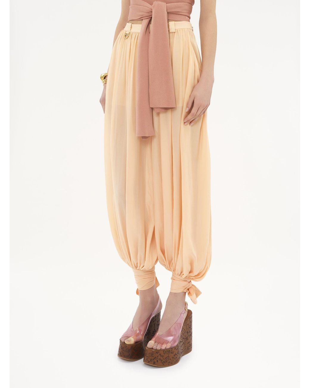 Chloé Natural Chloé Fluid Pleated Pants