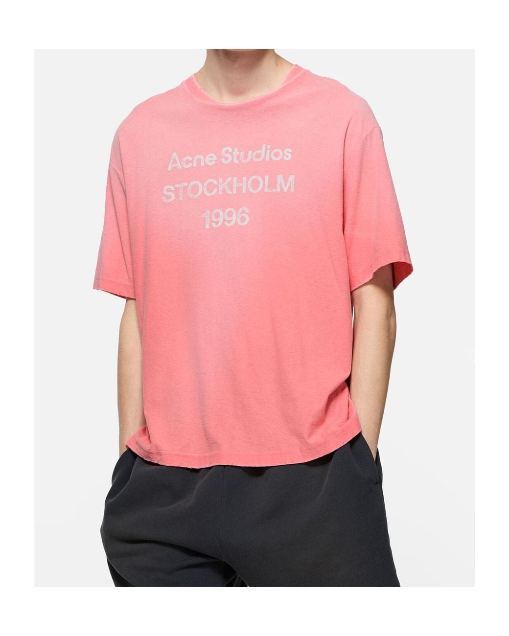 Acne Pink Sprayed Logo T-Shirt for men