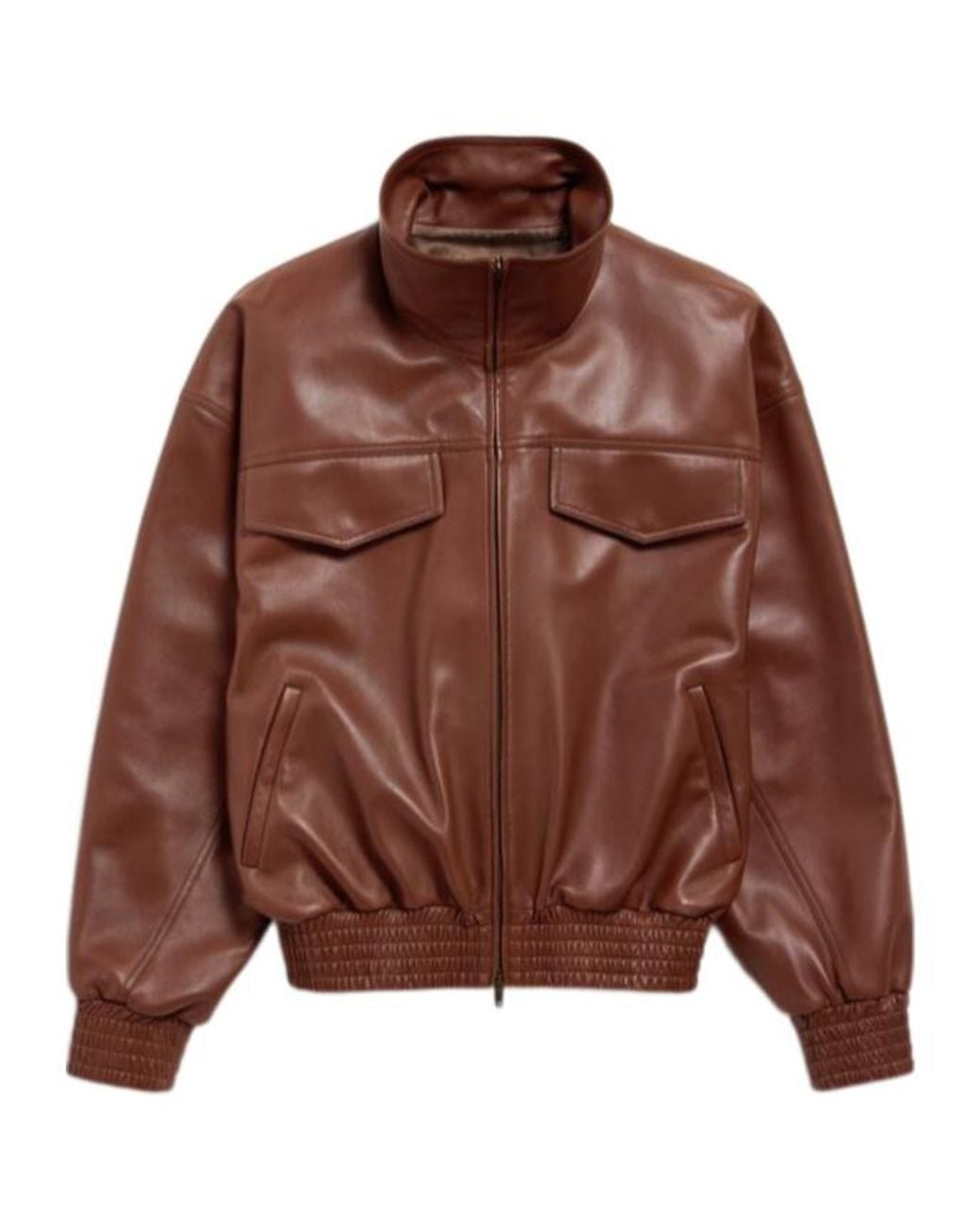 Balenciaga Brown Oversized Cropped Leather Jacket