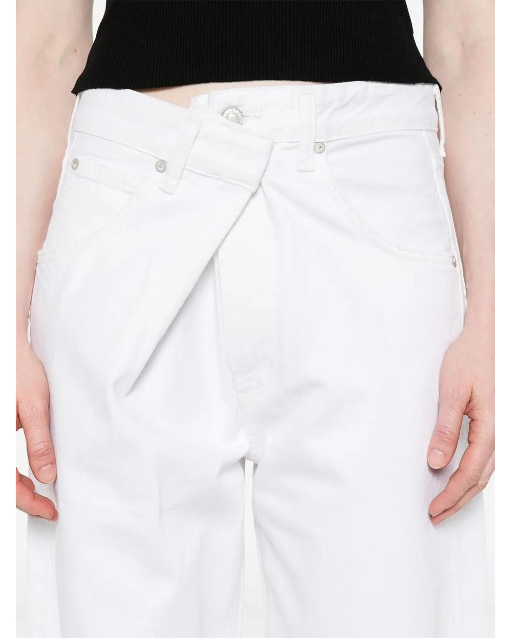 Agolde White Pleated-Waist Jeans
