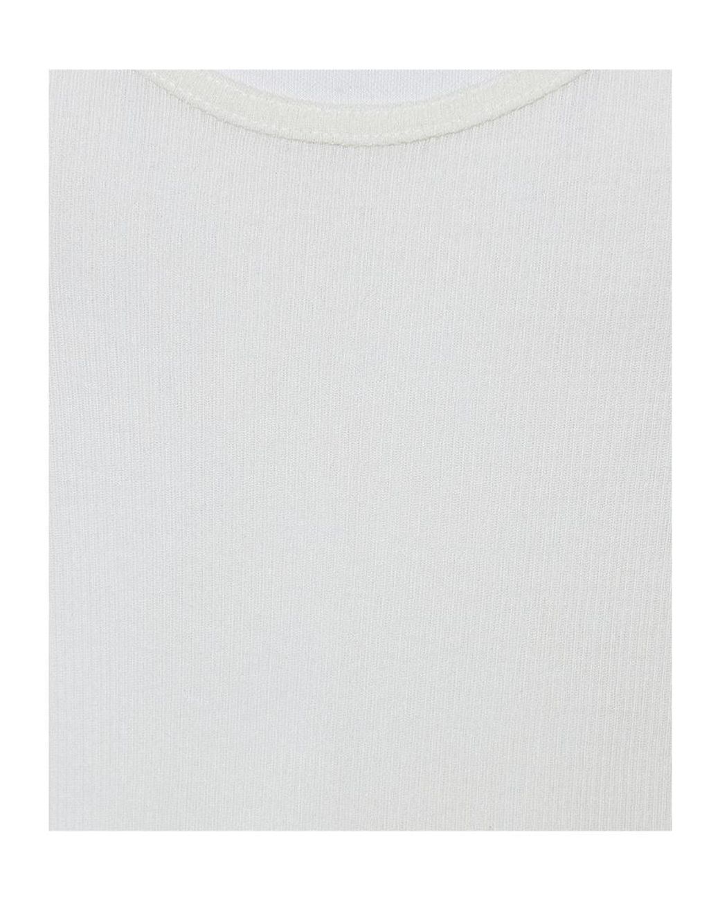 Saint Laurent White Sleeveless Ribbed Tank Top