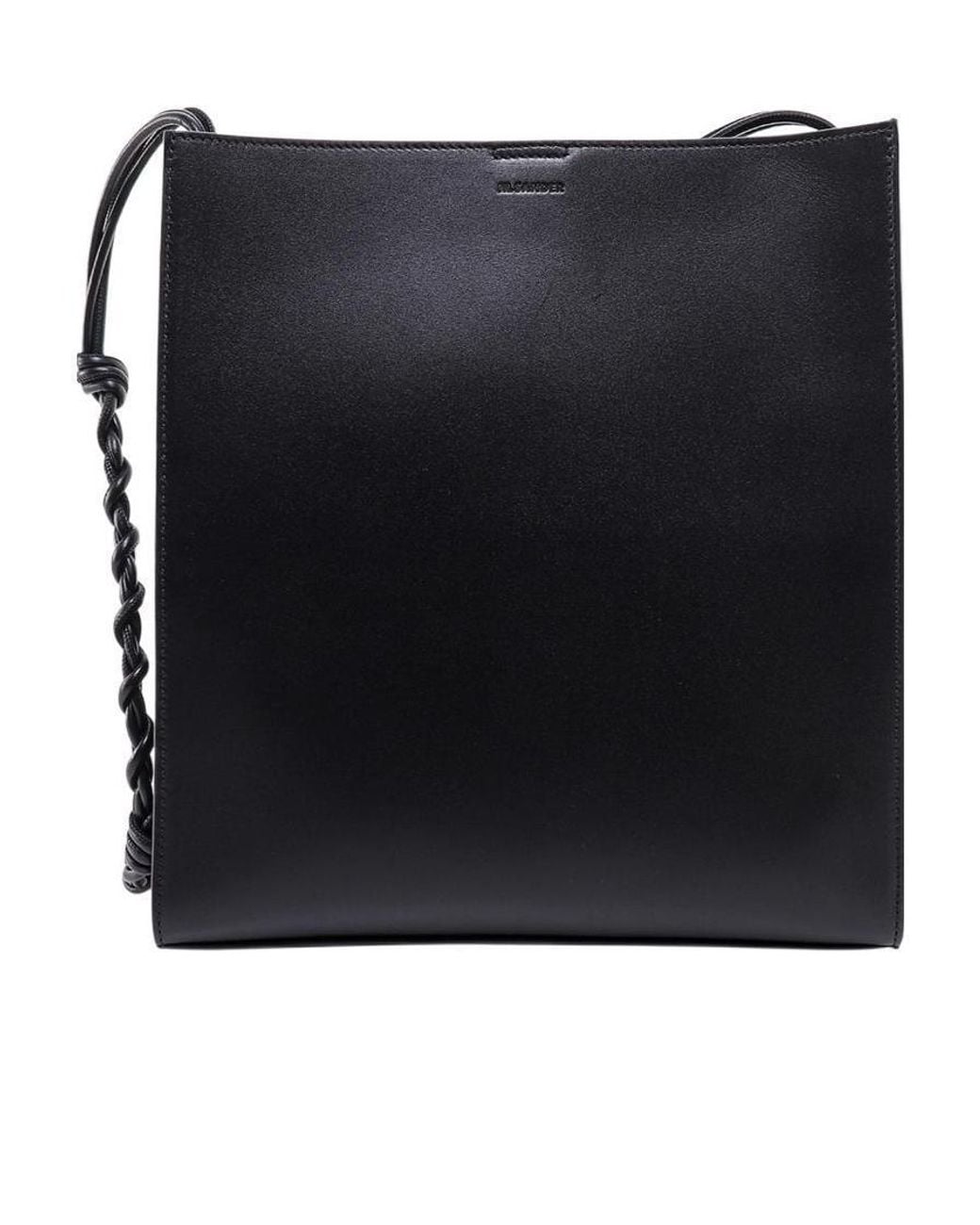 Jil Sander Black Logo Embossed Braided Strapped Shoulder Bag for men