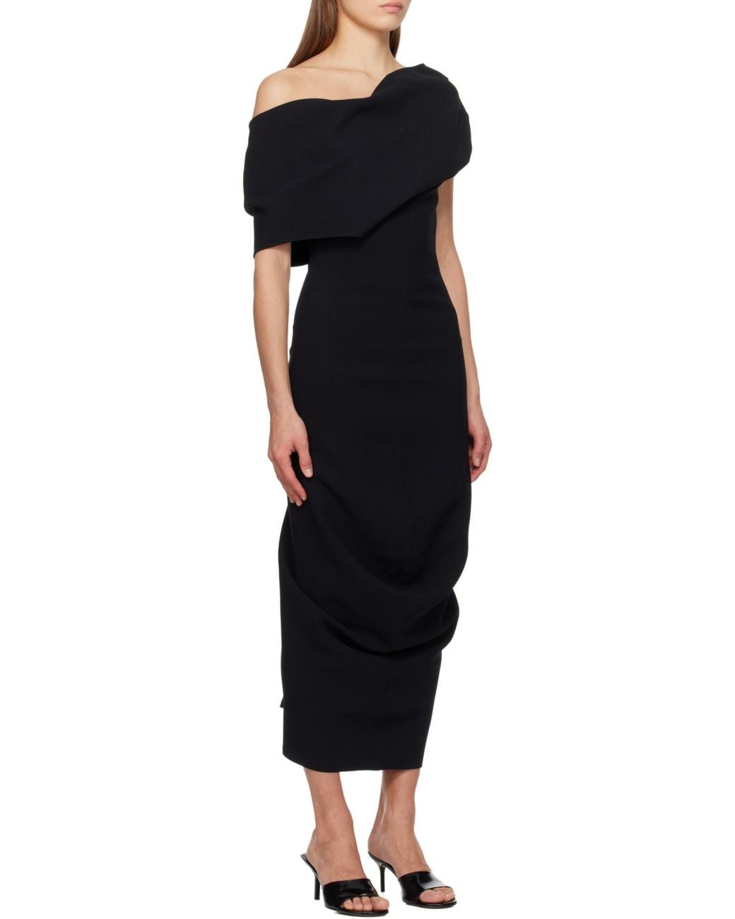 Jacquemus Black Draped One-Shoulder Dress