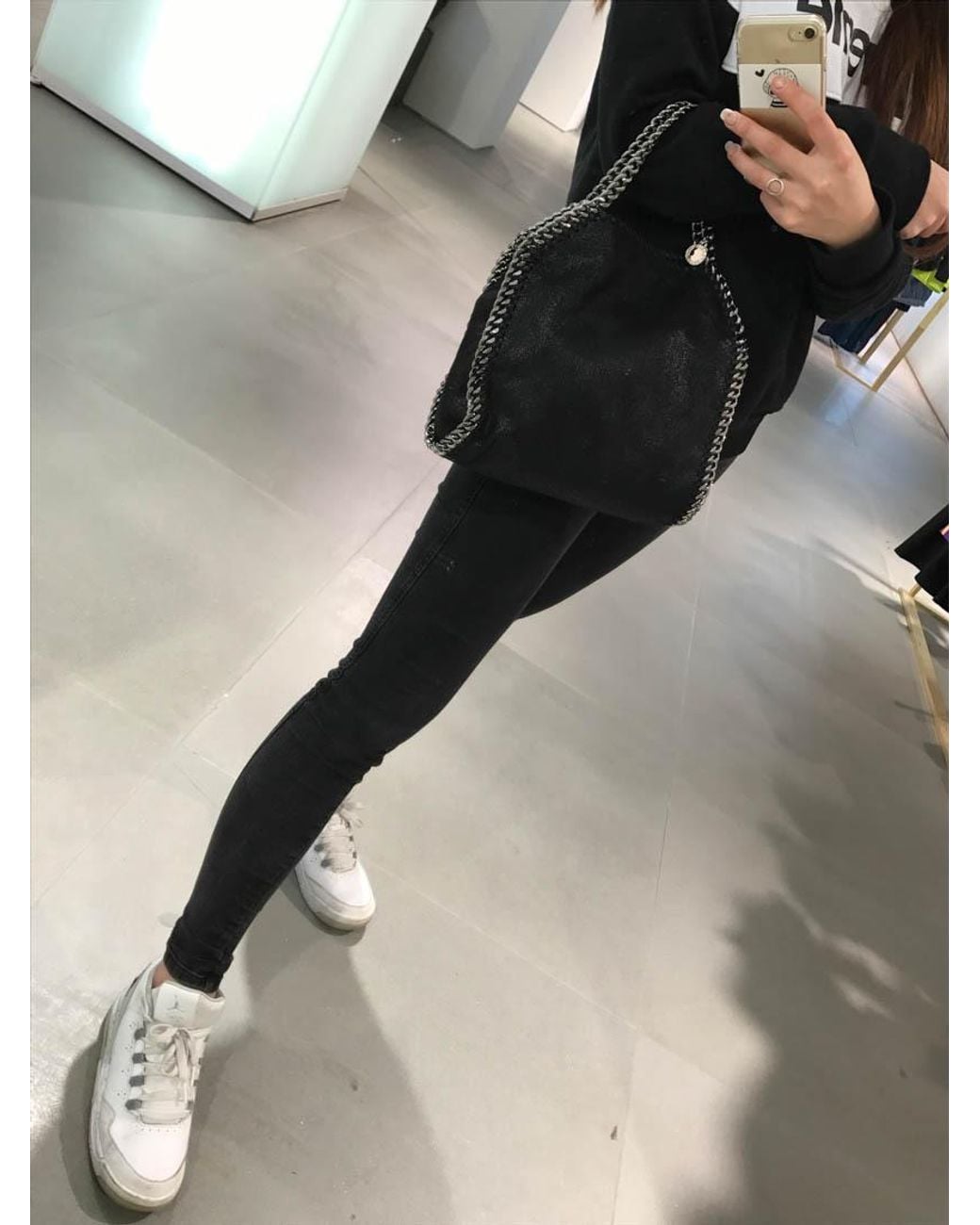 Stella McCartney Black Falabella Foldover Mini Tote Bag