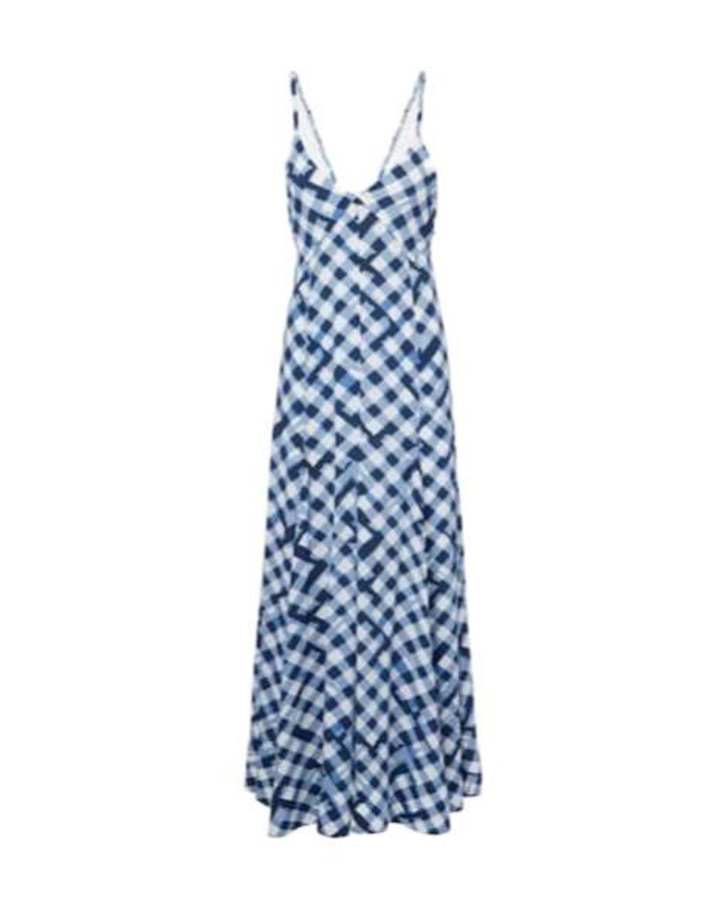Proenza Schouler Blue June Checked Crepe De Chine Maxi Dress