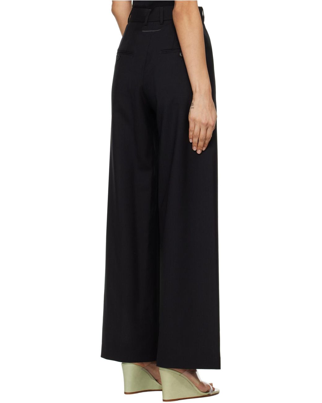 MM6 by Maison Margiela Black Tie-Fastened Flared Trousers