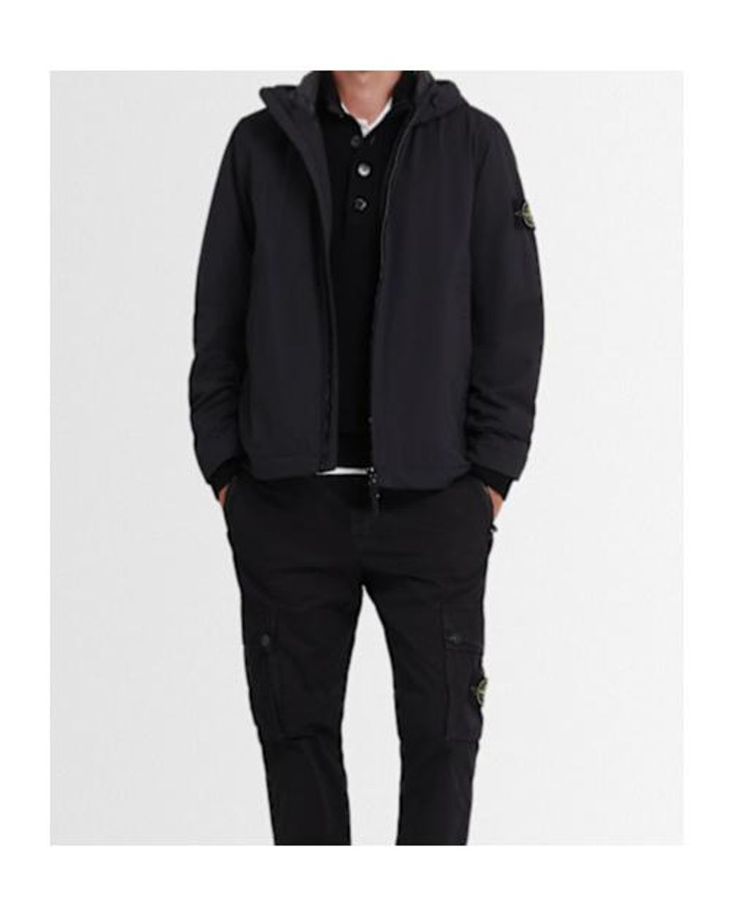 Stone Island Black Long-Sleeved Casual Jacket for men