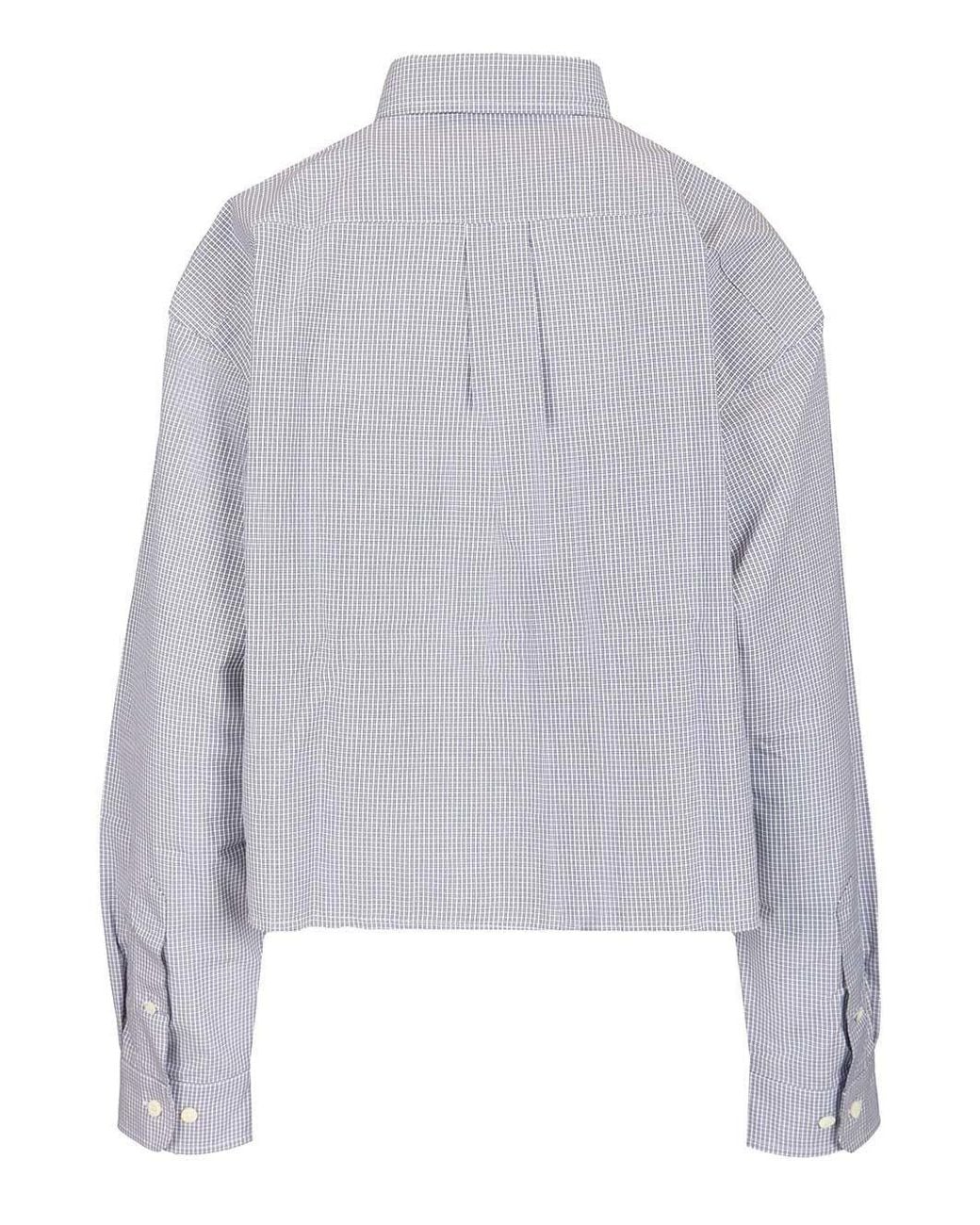 Miu Miu Gray Checked Poplin Cropped Shirt