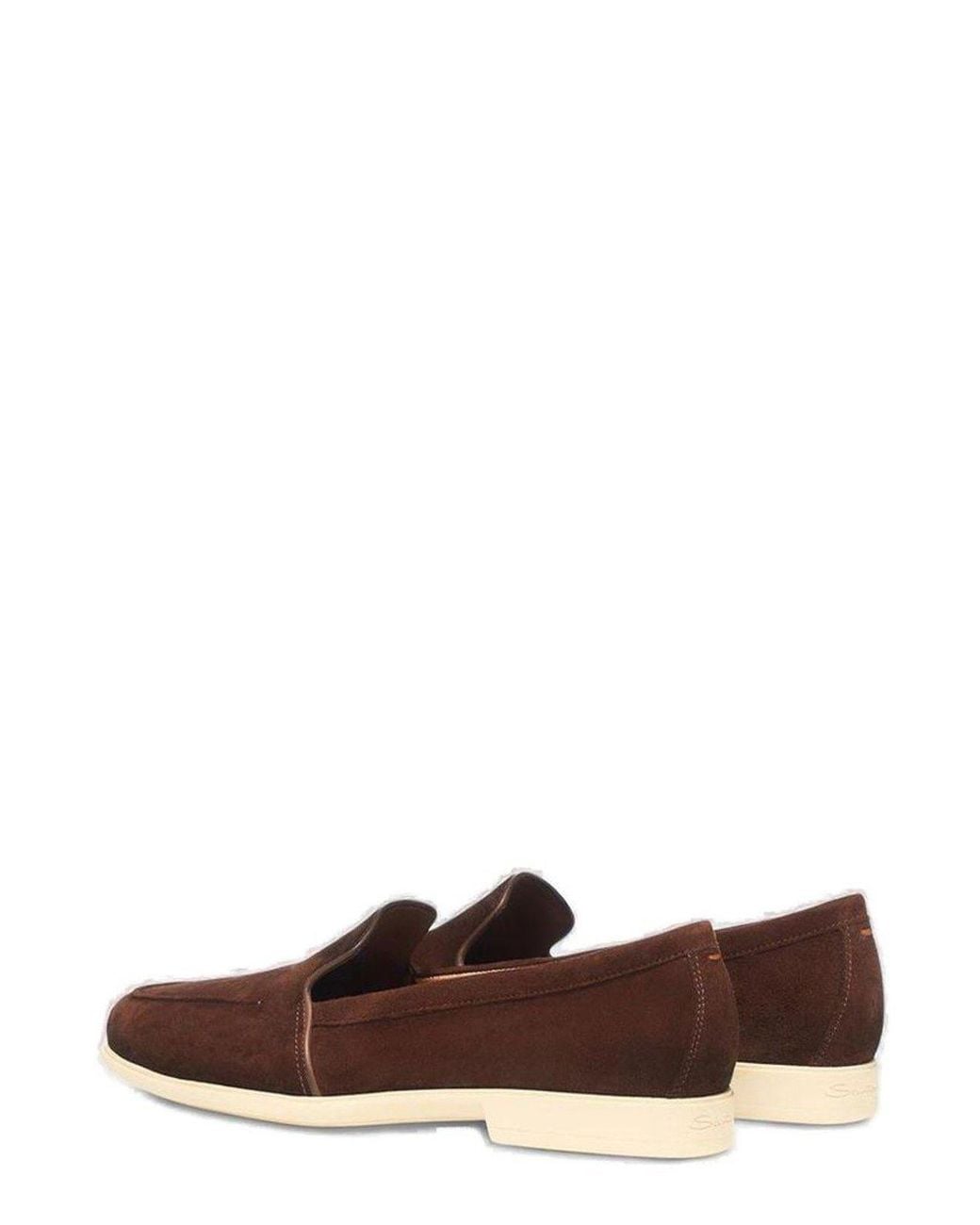 Santoni Brown Slip-On Loafers