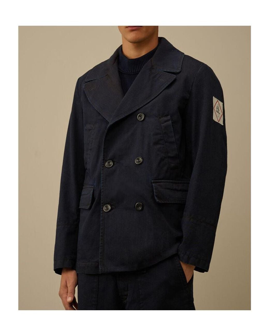 C.P. Company 3/4 Plated Denim Pea Coat in Black for Men | Lyst