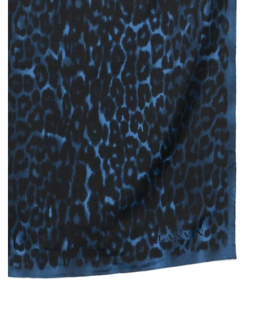 Lanvin Blue Leopard-Print Silk Scarf
