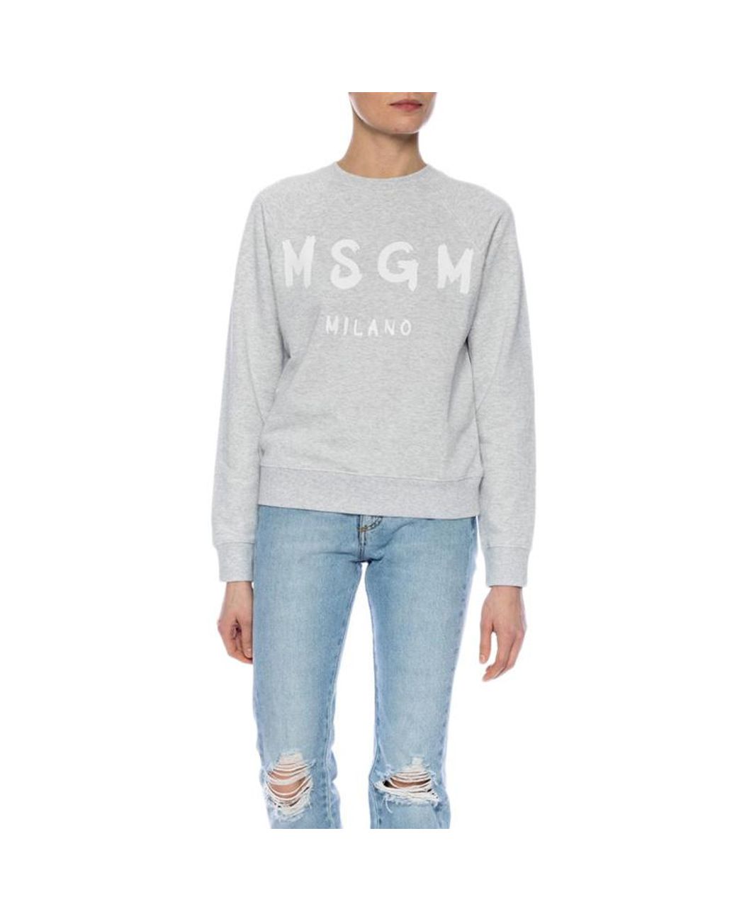 MSGM Gray Round-Necked Sweater