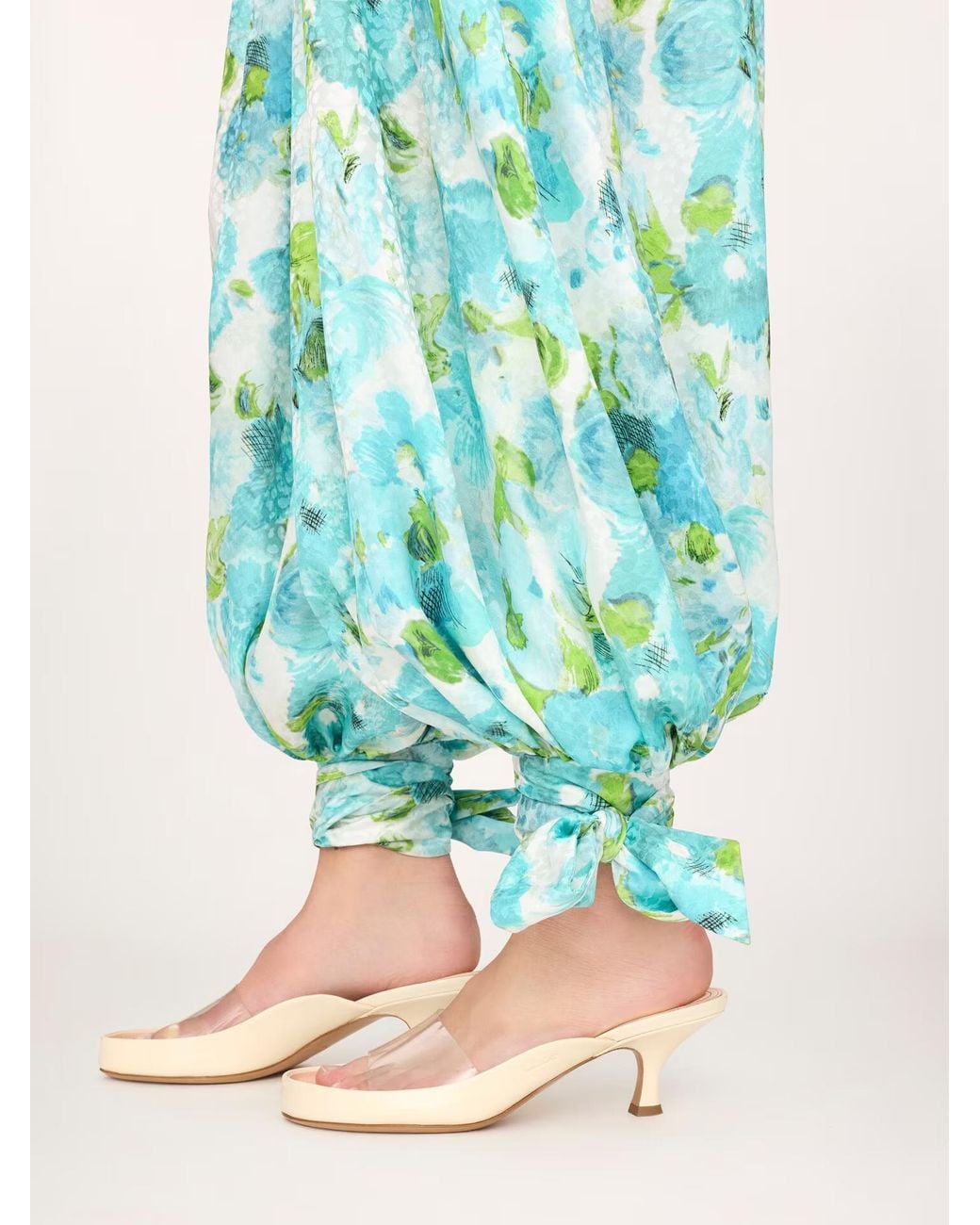 Chloé Blue Floral-Print Jacquard Trousers