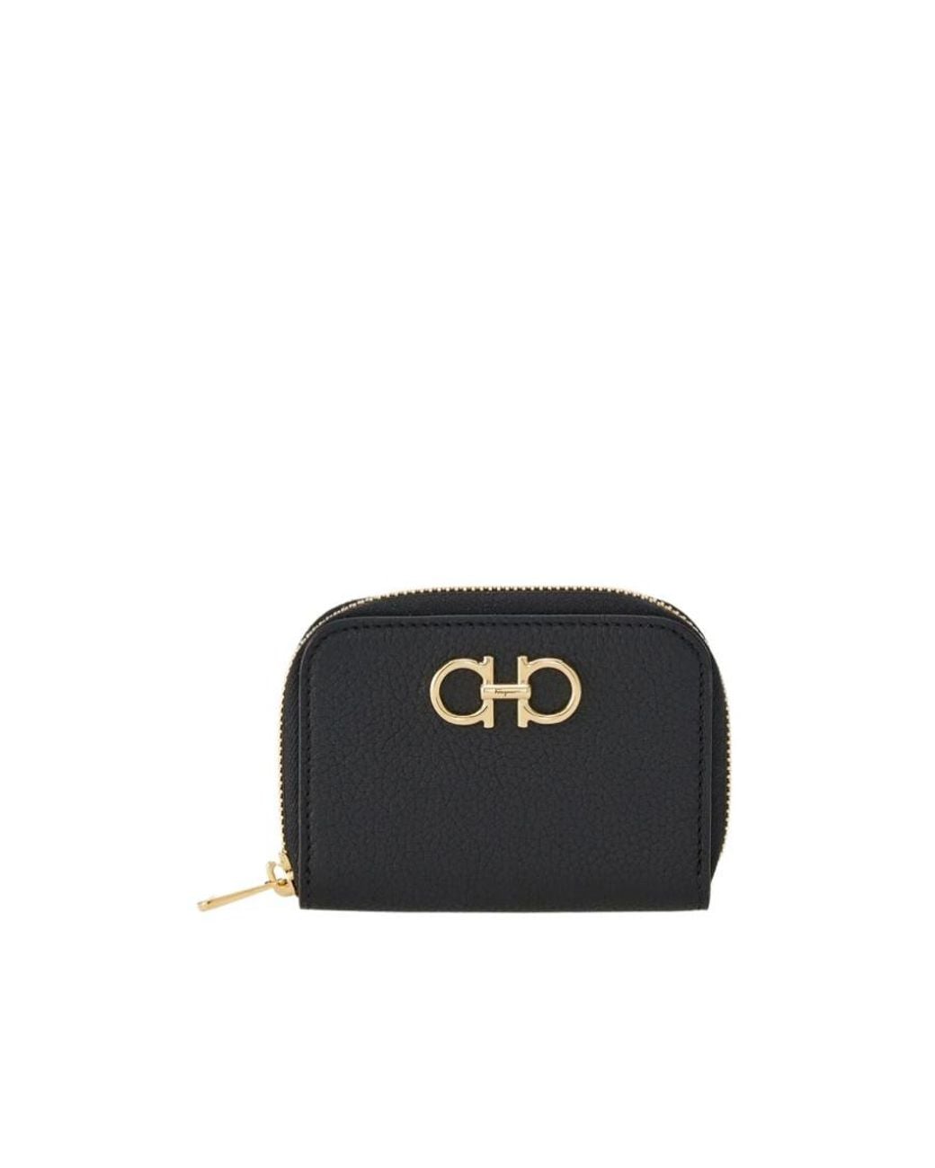 Ferragamo Black Ferragamo Gancini Zipped Card Holder