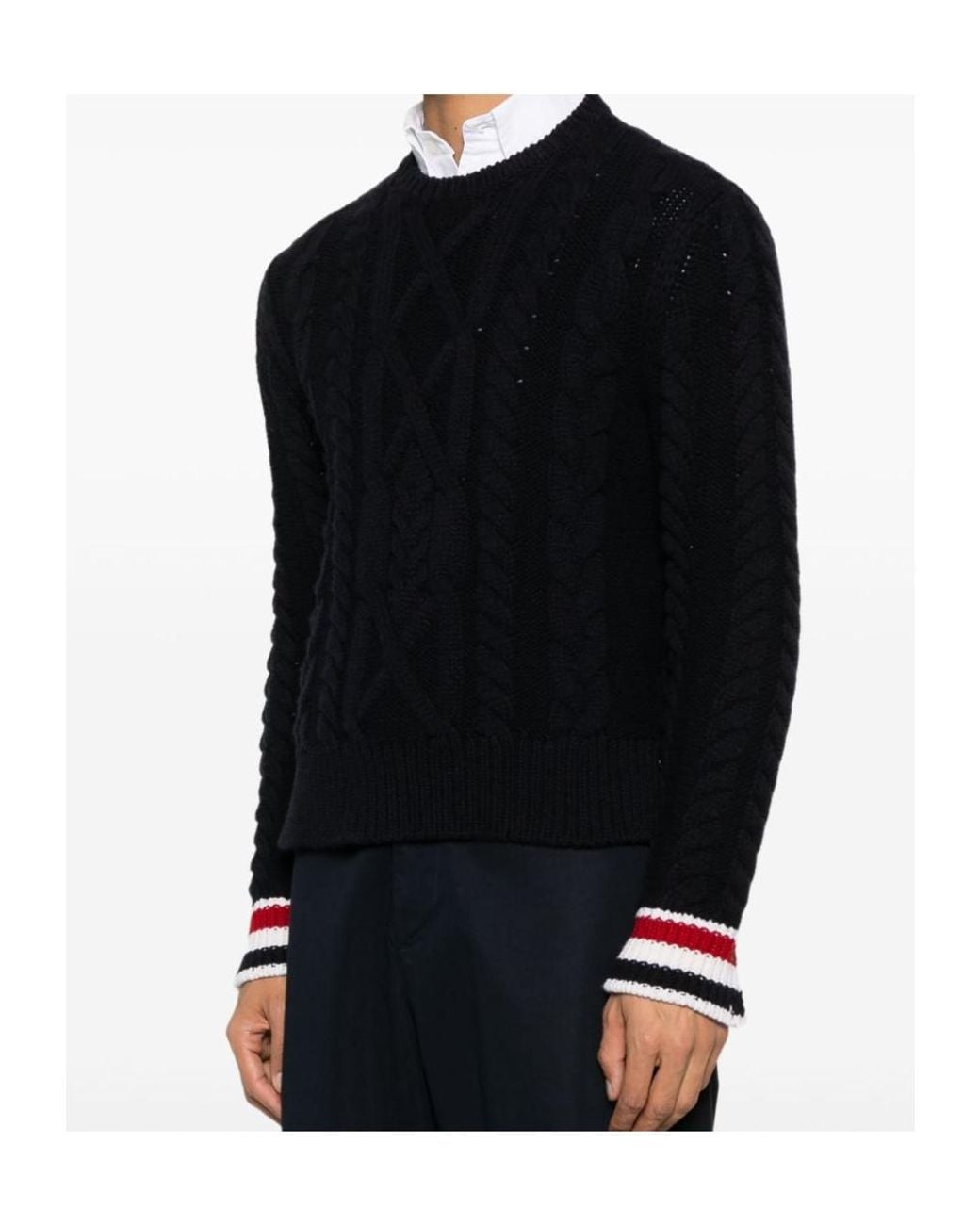 Thom Browne Black Aran Cable Stitch Pullover