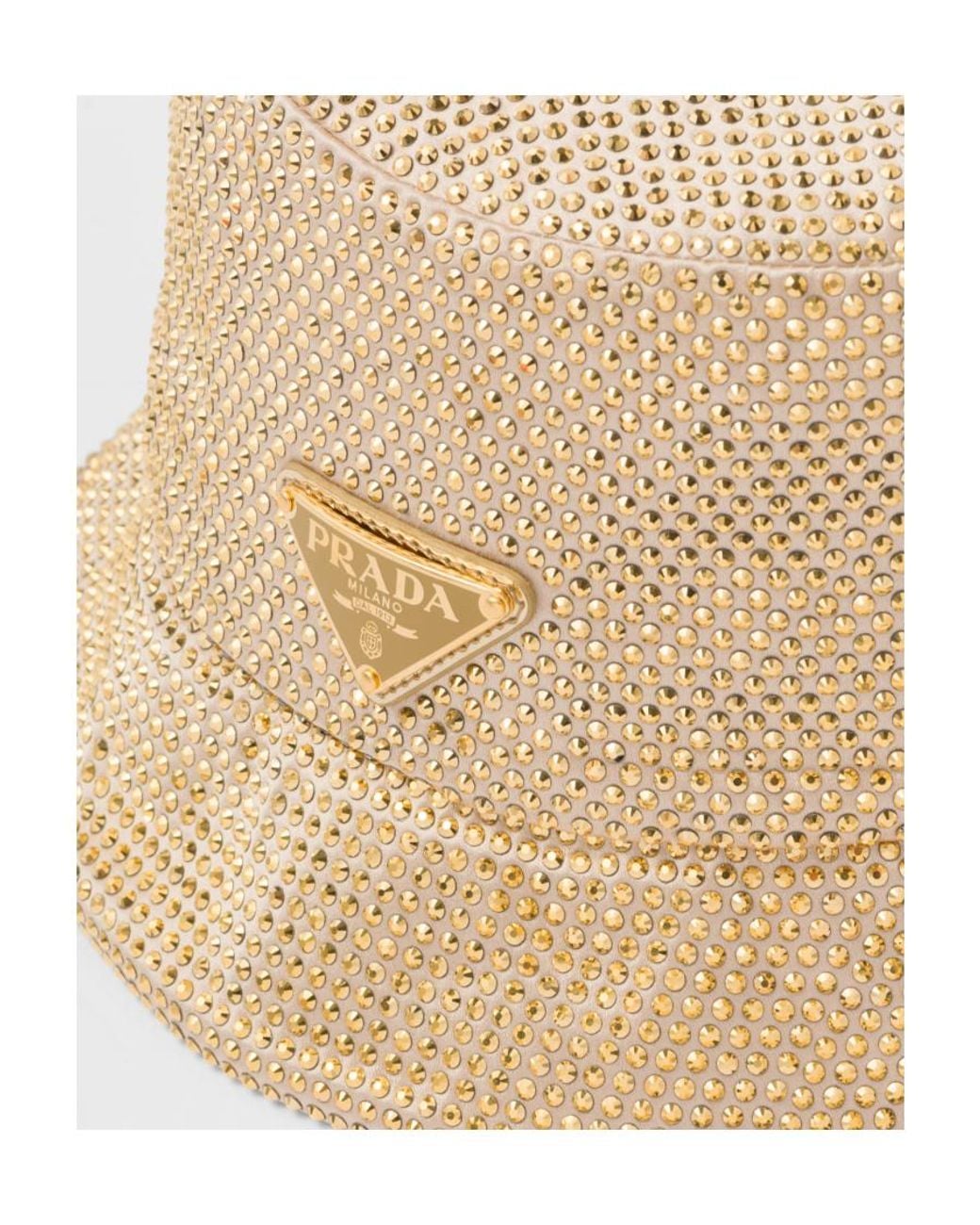 Prada Natural Satin Bucket Hat With Crystals