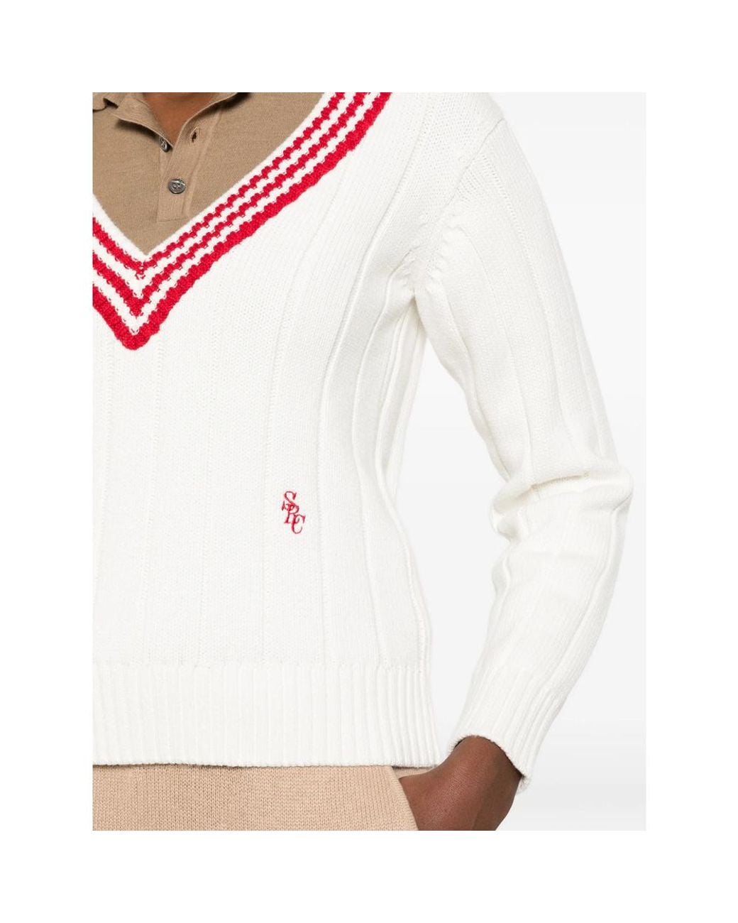 Sporty & Rich White Long-Sleeved Knit Top