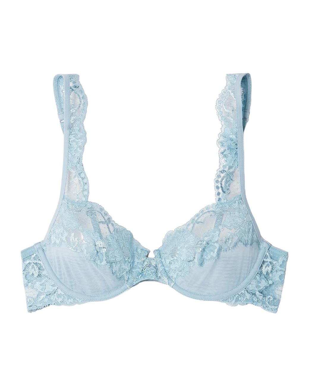 La Perla Blue Tres Souple Leavers Lace And Tulle Underwired Bra